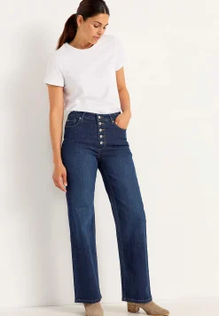 Høj Talje|Straight Fit- Stretchjeans med høj talje Mørkeblå / Denim