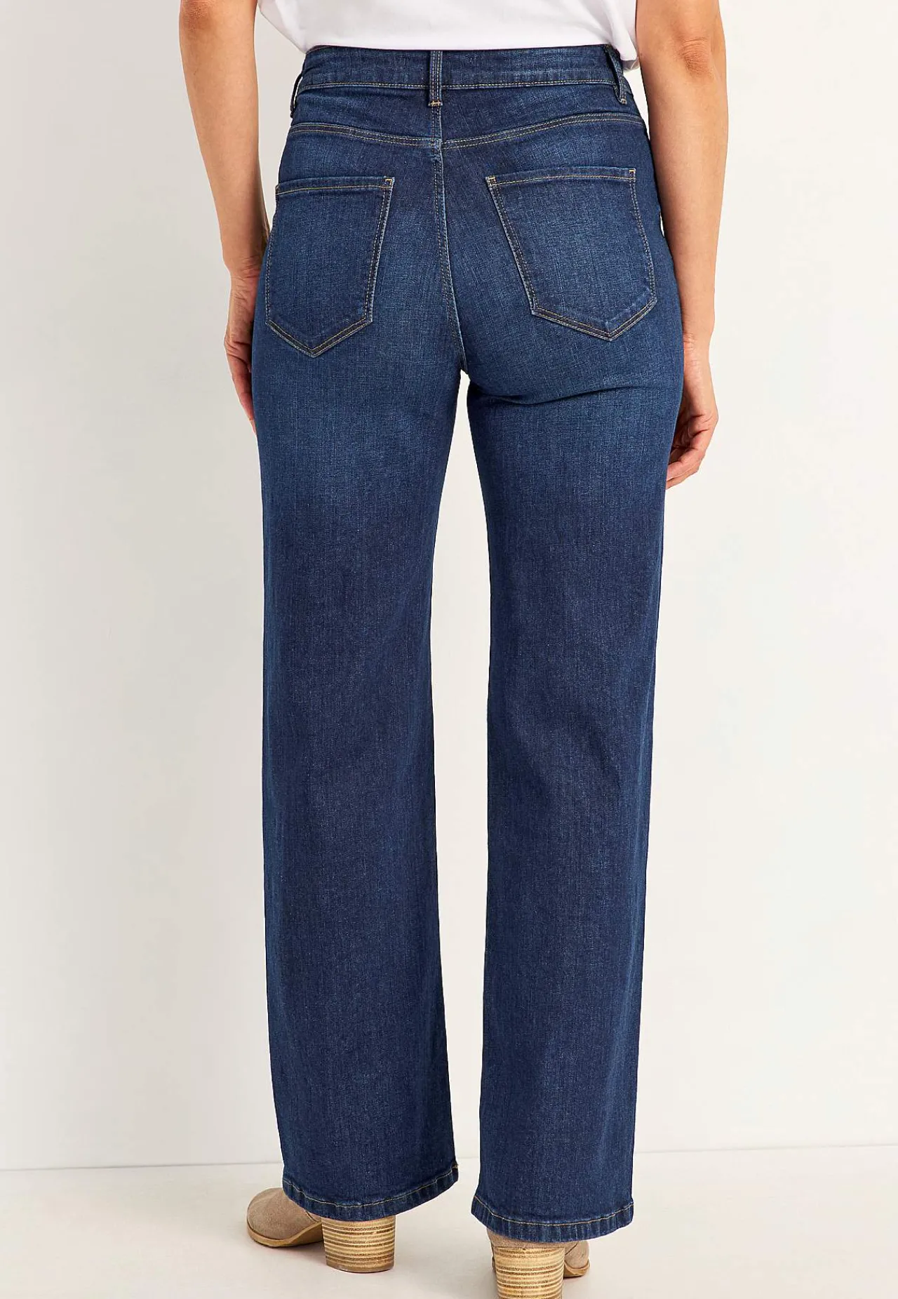 Høj Talje|Straight Fit- Stretchjeans med høj talje Mørkeblå / Denim