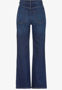 Høj Talje|Straight Fit- Stretchjeans med høj talje Mørkeblå / Denim