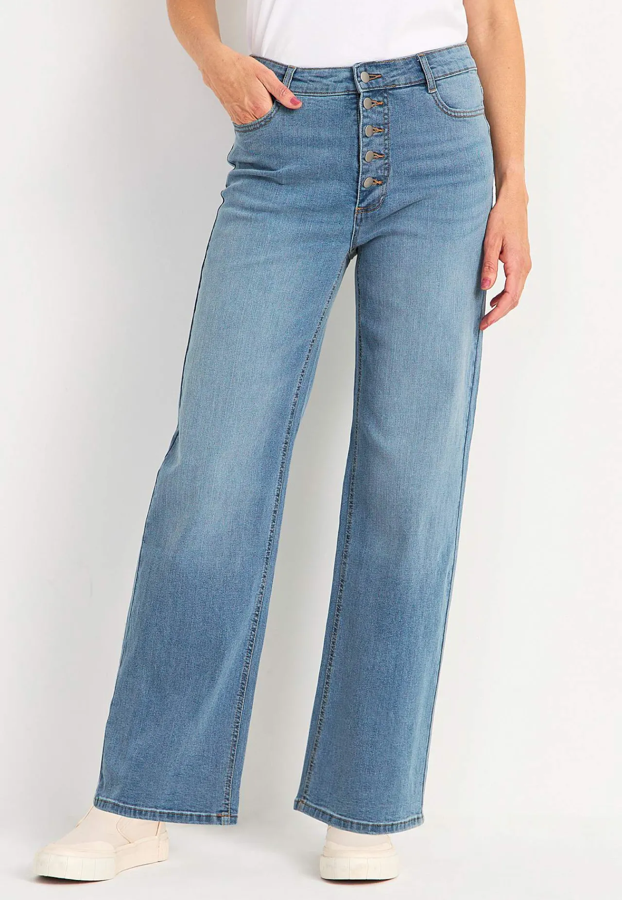 Høj Talje|Straight Fit-Cellbes of Sweden Stretchjeans med høj talje Lyseblå / Denim