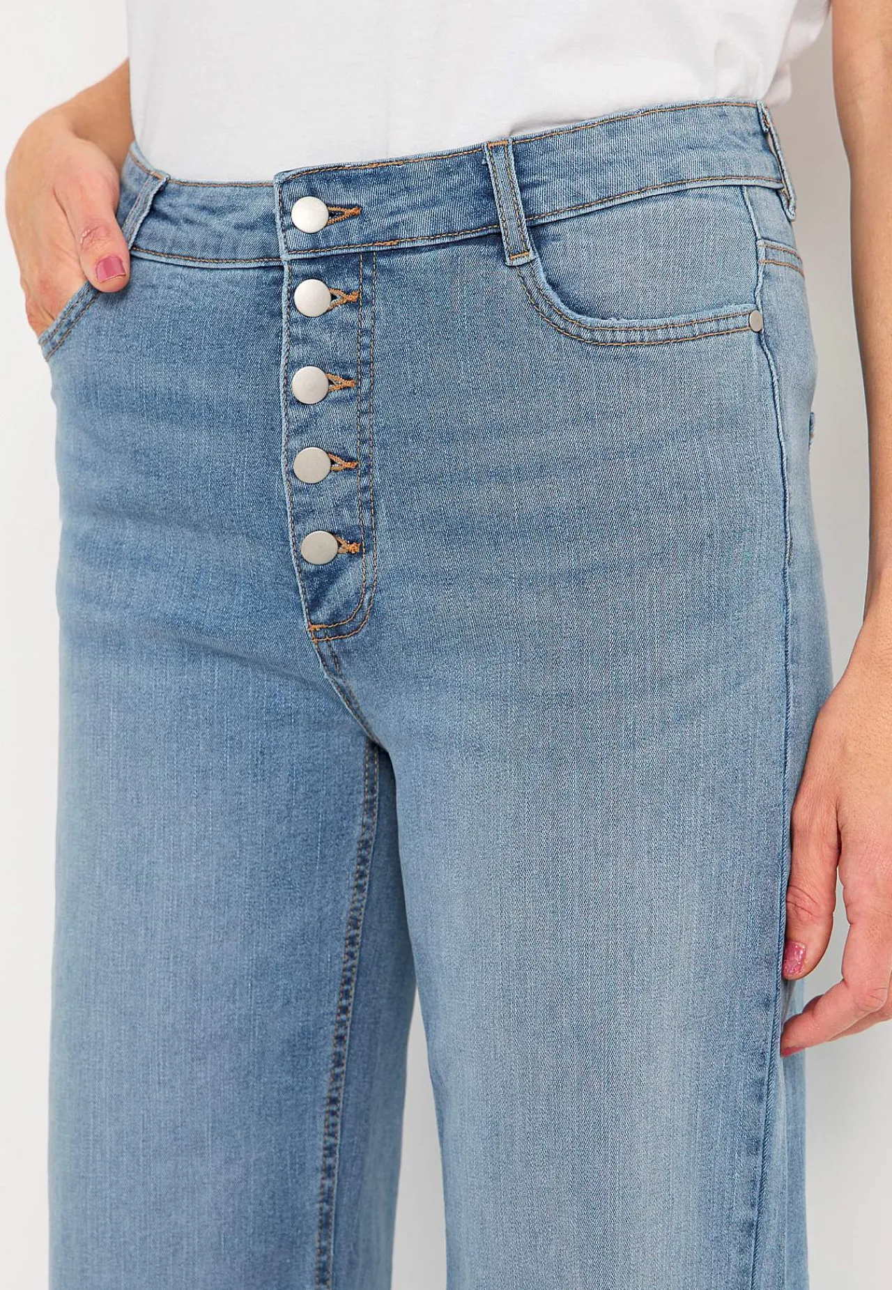 Høj Talje|Straight Fit-Cellbes of Sweden Stretchjeans med høj talje Lyseblå / Denim