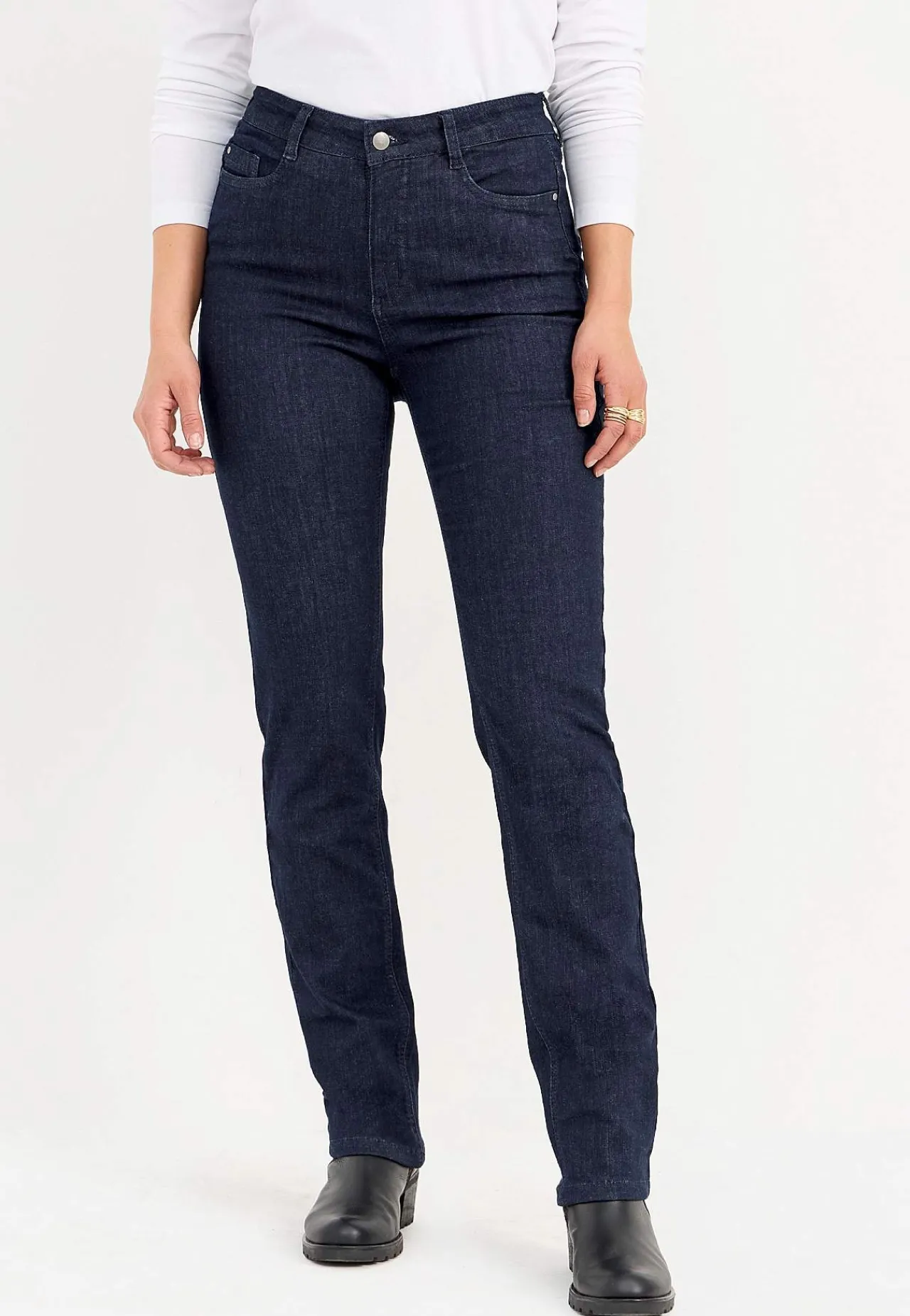 Ankeljeans|Flere Længder-Cellbes of Sweden Stretchjeans med lige ben - tre længder Linnea Mørk denim / Ikke vasket