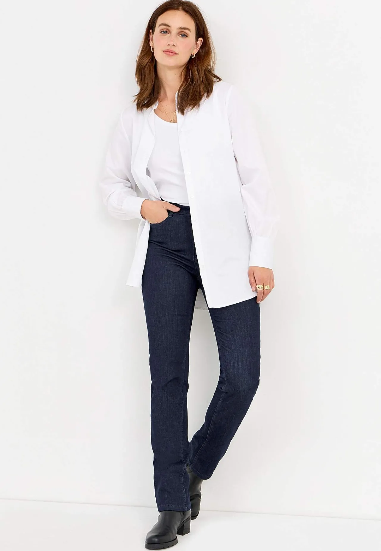 Ankeljeans|Flere Længder-Cellbes of Sweden Stretchjeans med lige ben - tre længder Linnea Mørk denim / Ikke vasket