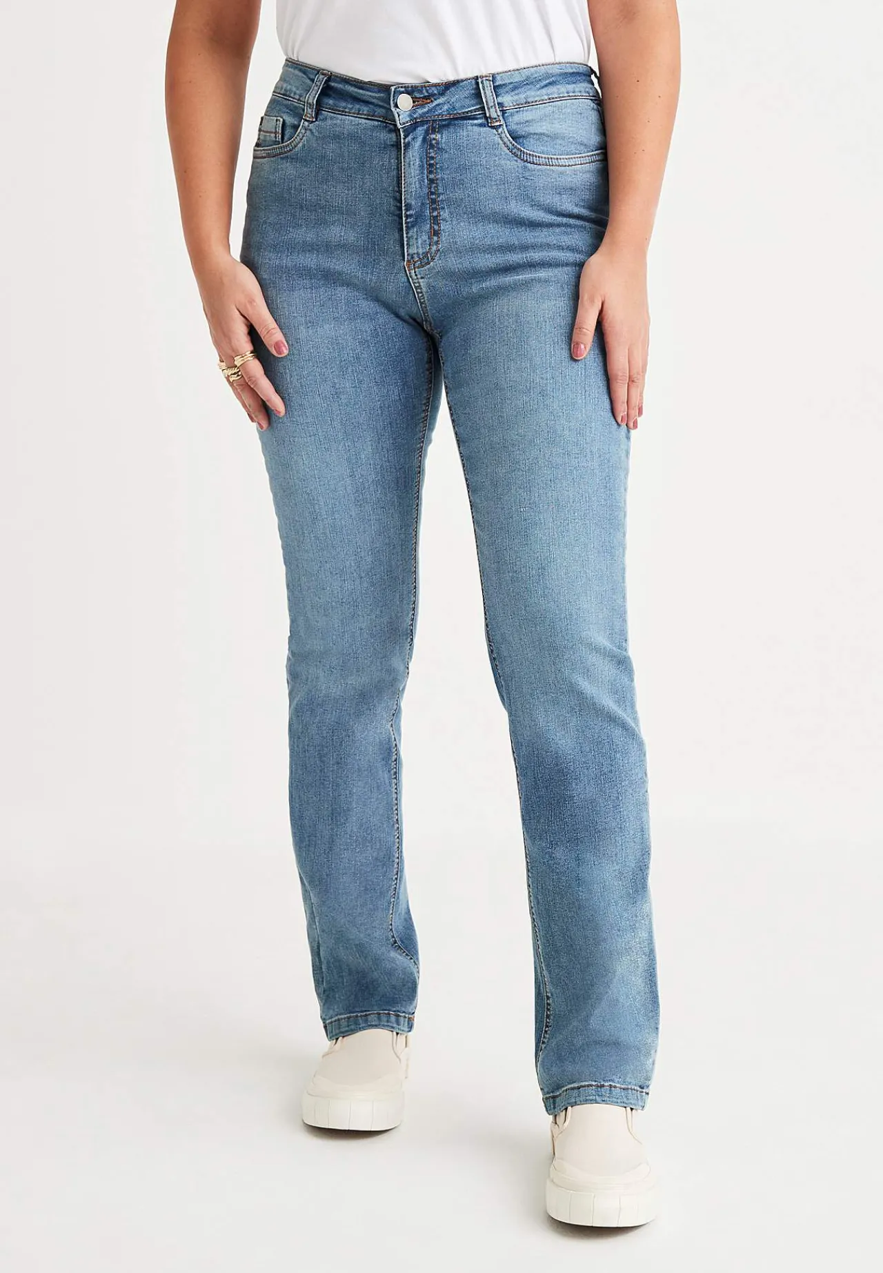 Ankeljeans|Flere Længder-Cellbes of Sweden Stretchjeans med lige ben - tre længder Linnea Lyseblå / Denim