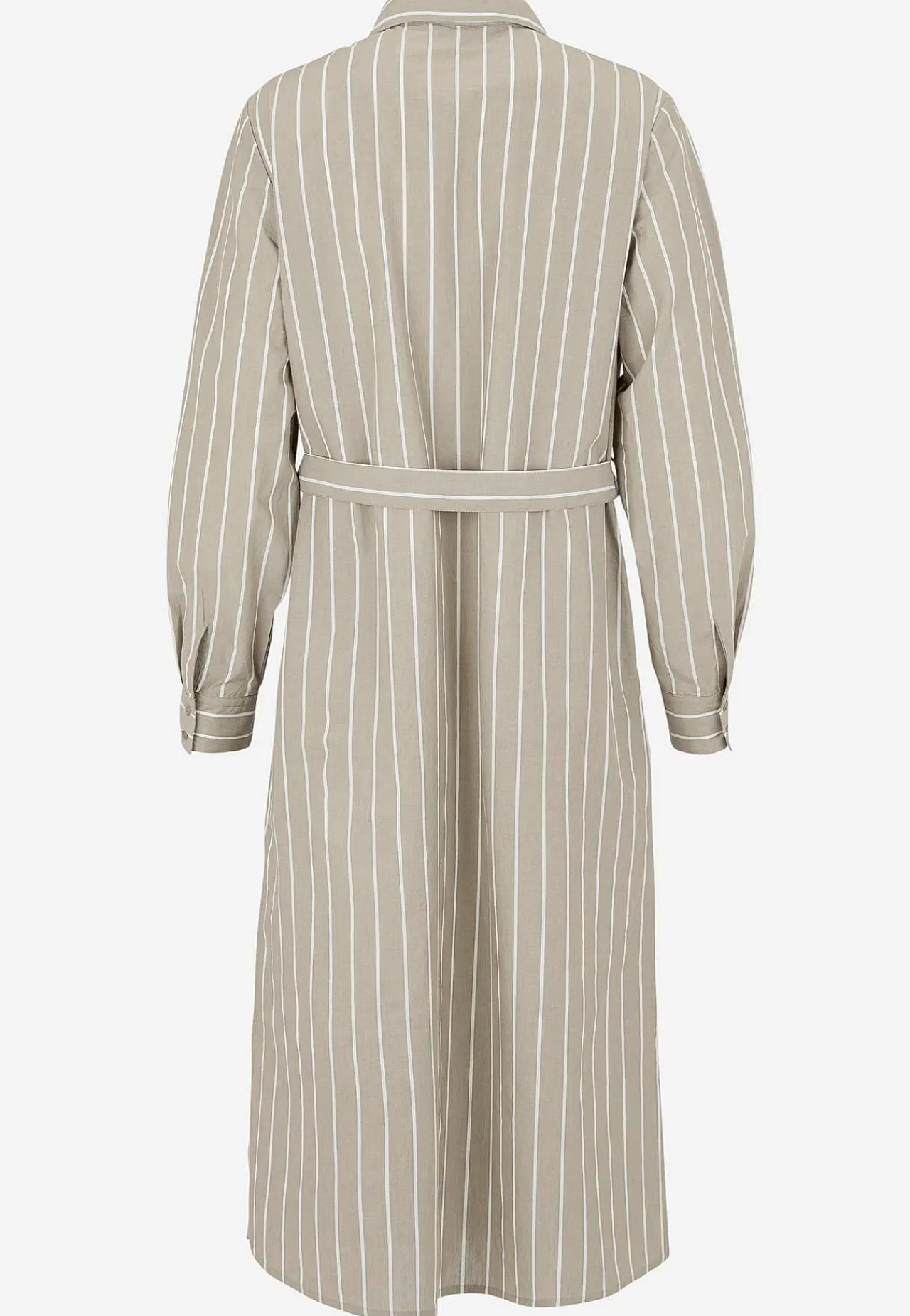 Midikjoler|Langærmet Kjole- Stribet kjole med lommer Beige / Hvid