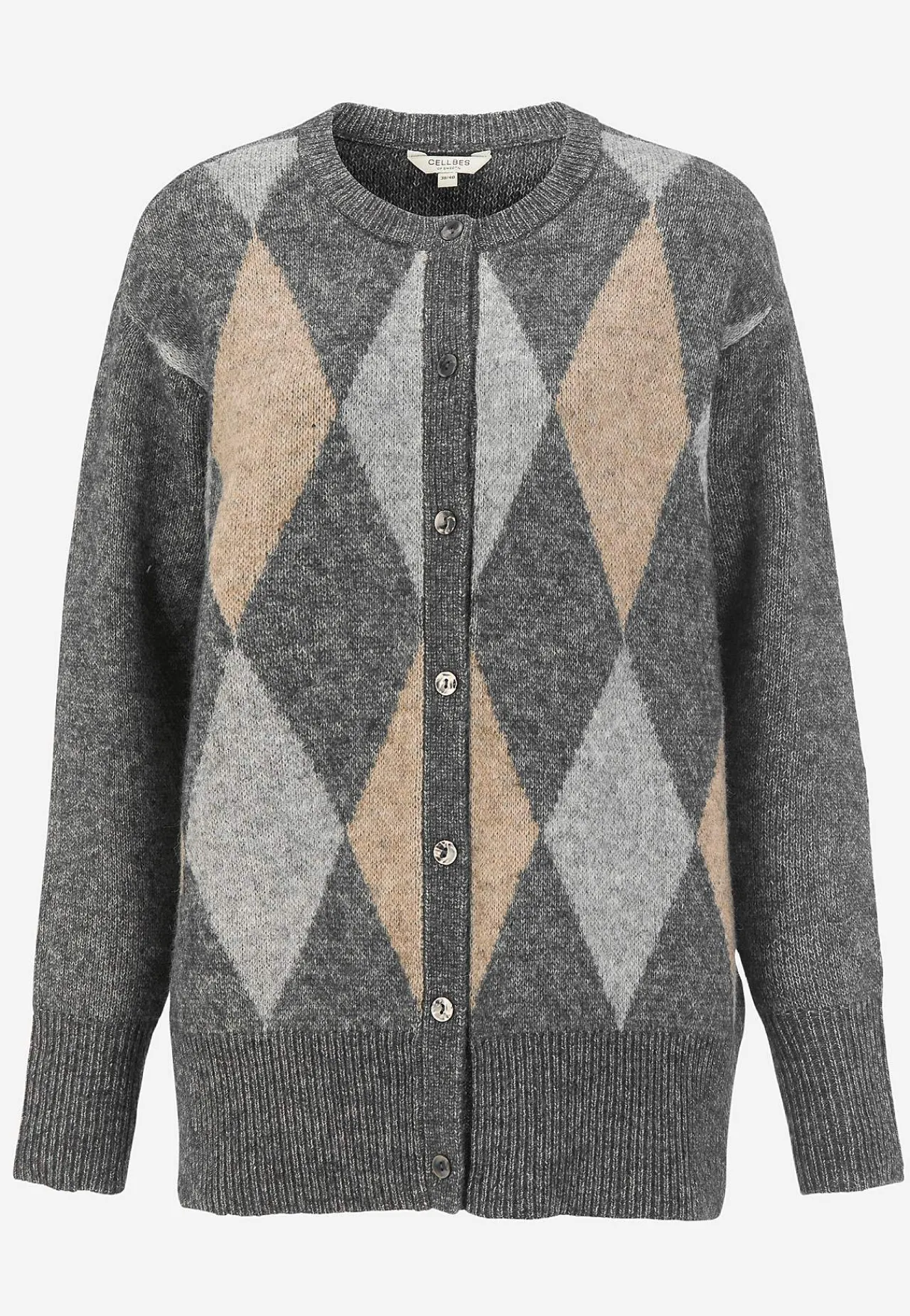 Cardiganer|Trøjer-Cellbes of Sweden Strikket cardigan Grå / Ternet