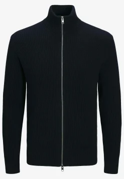 Striktrøjer- Strikket cardigan med lynlås Marine