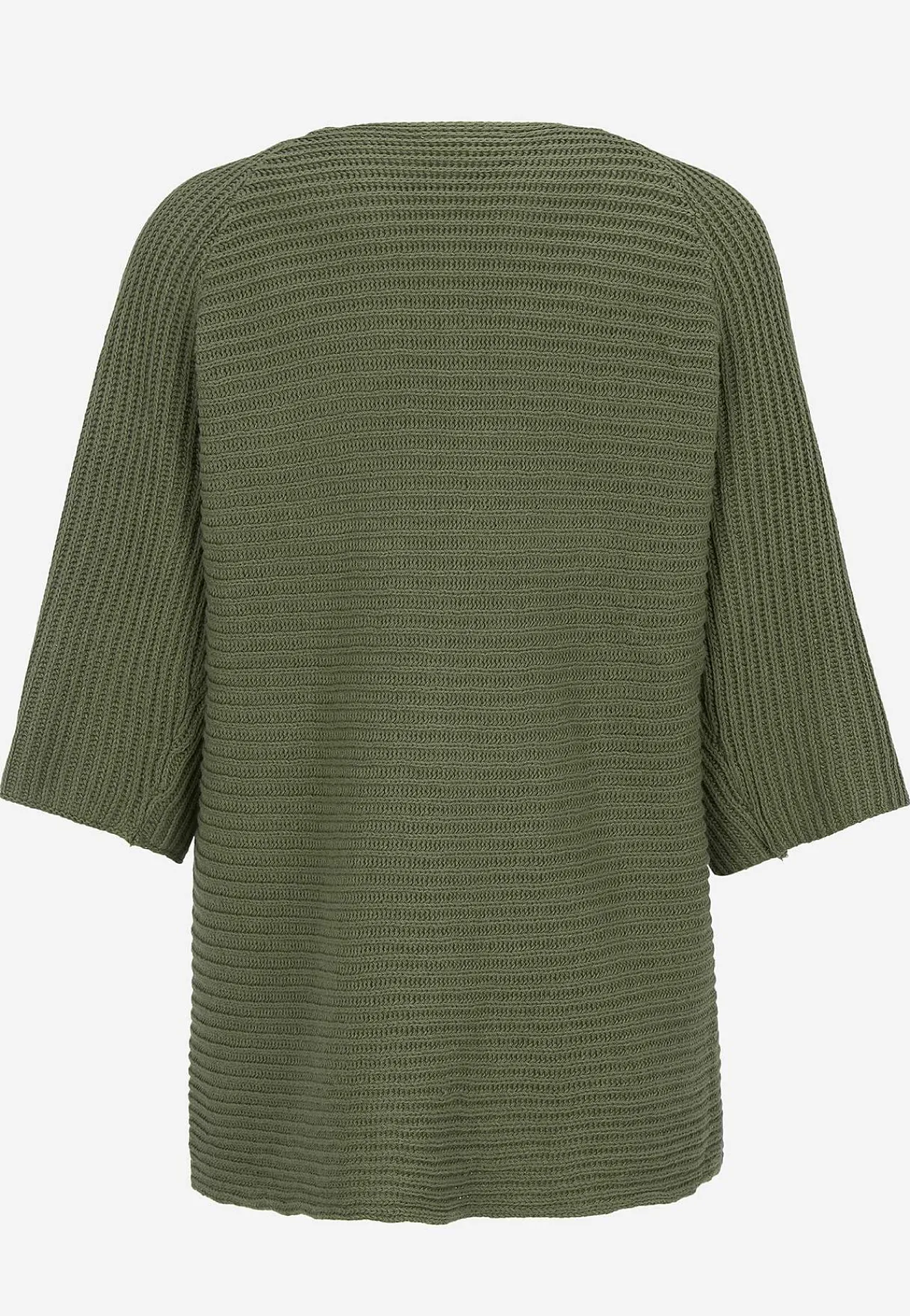 Cardiganer|Cardiganer-Freequent Strikket cardigan med trekvartærme Olivengrøn