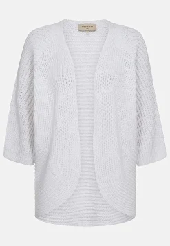 Cardiganer|Cardiganer-Freequent Strikket cardigan med trekvartærme Hvid