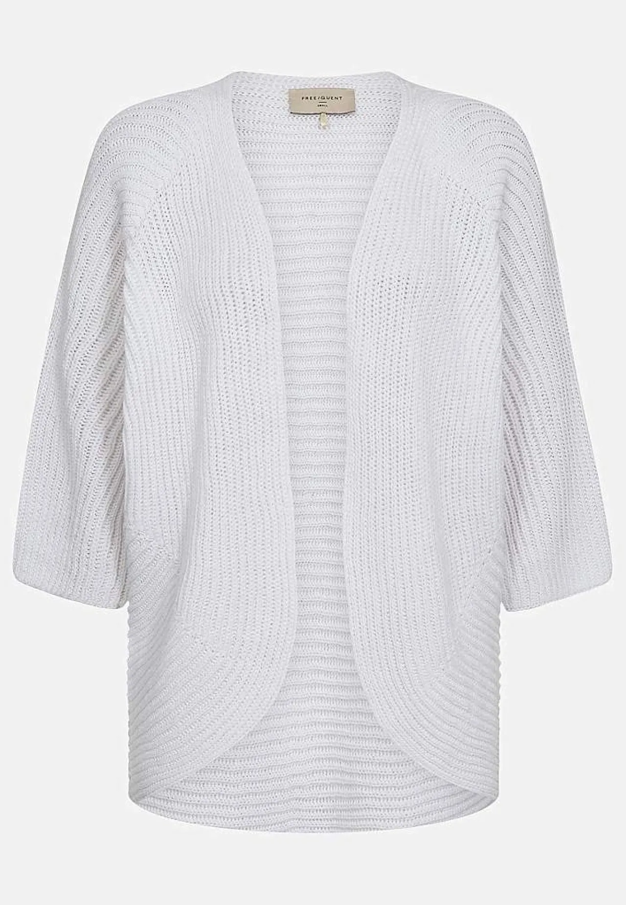 Cardiganer|Cardiganer-Freequent Strikket cardigan med trekvartærme Hvid