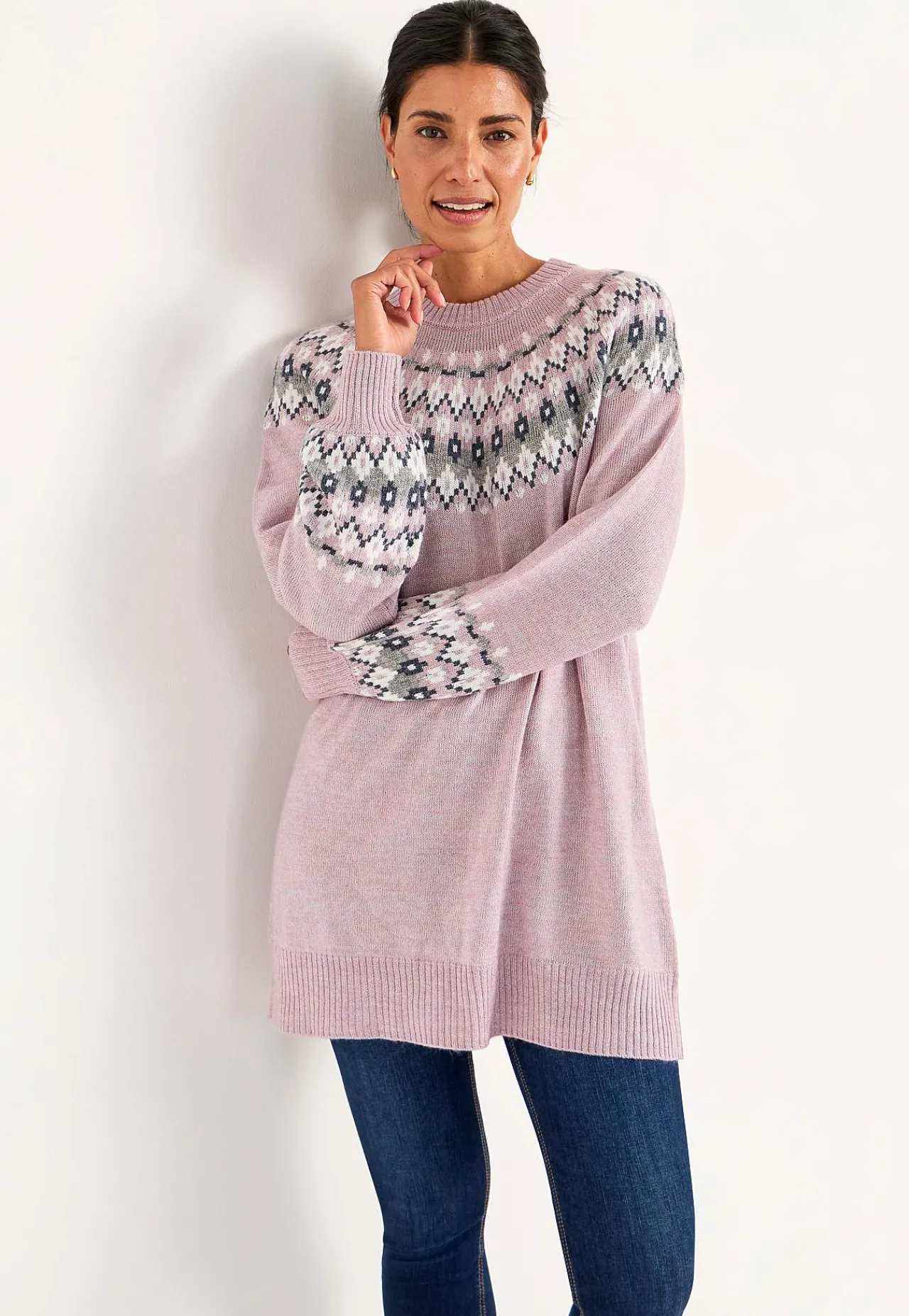 Trøjer|Striktrøjer-Cellbes of Sweden Strikket, jacquardmønstret trøje Rosa / Mønstret