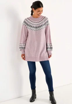Trøjer|Striktrøjer-Cellbes of Sweden Strikket, jacquardmønstret trøje Rosa / Mønstret