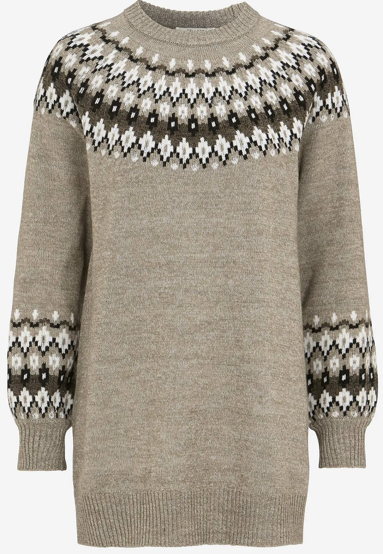 Trøjer|Striktrøjer-Cellbes of Sweden Strikket, jacquardmønstret trøje Beige / Mønstret