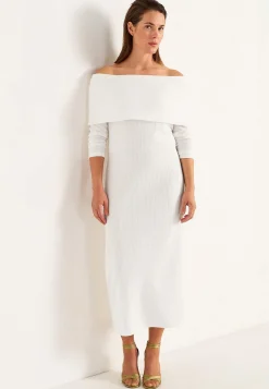 Festkjoler|Festkjoler-Johanna Toftby x Cellbes Strikket kjole Offwhite / Meleret