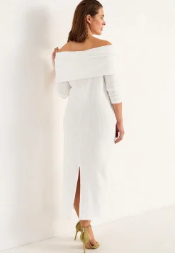Festkjoler|Festkjoler-Johanna Toftby x Cellbes Strikket kjole Offwhite / Meleret
