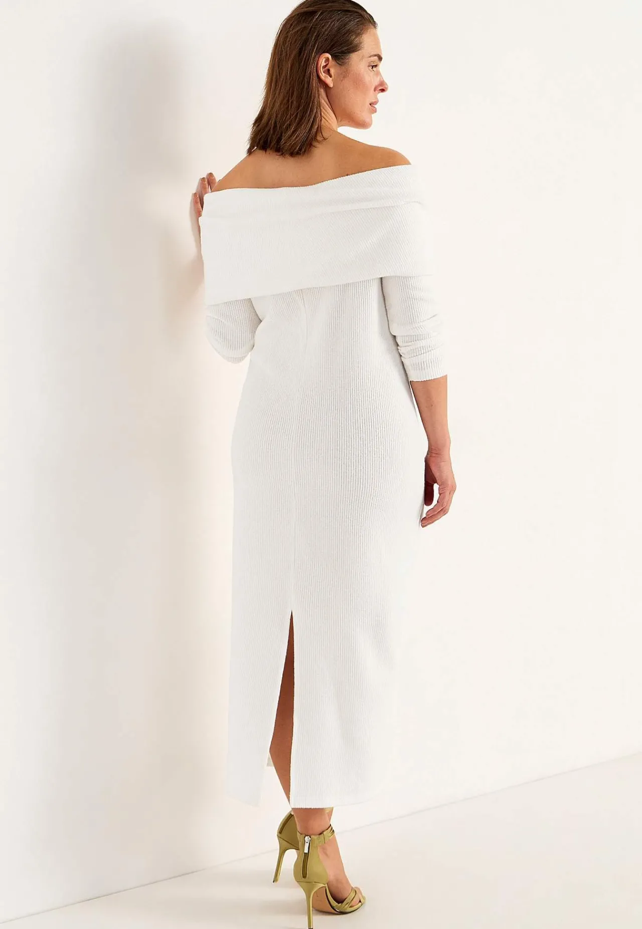 Festkjoler|Festkjoler-Johanna Toftby x Cellbes Strikket kjole Offwhite / Meleret