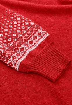 Strikkjoler|Kjoler-Cellbes of Sweden Strikket kjole med jacquardmønstrede ærmer Rød / Mønstret