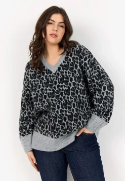 Trøjer|Striktrøjer-Wasabiconcept Strikket, leopard trøje Leopard / Mønstret