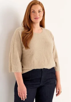 Trøjer|Striktrøjer-Cellbes of Sweden Strikket trøje med 3/4 ærmer Beige
