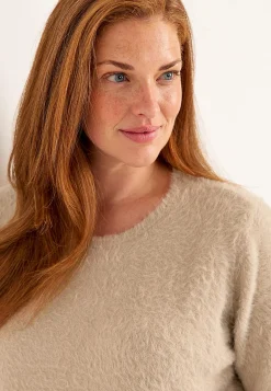 Trøjer|Striktrøjer-Cellbes of Sweden Strikket trøje med 3/4 ærmer Beige