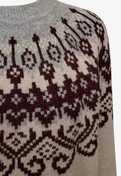 Trøjer|Striktrøjer-Freequent Strikket trøje med jacquardmønster | Cellbes