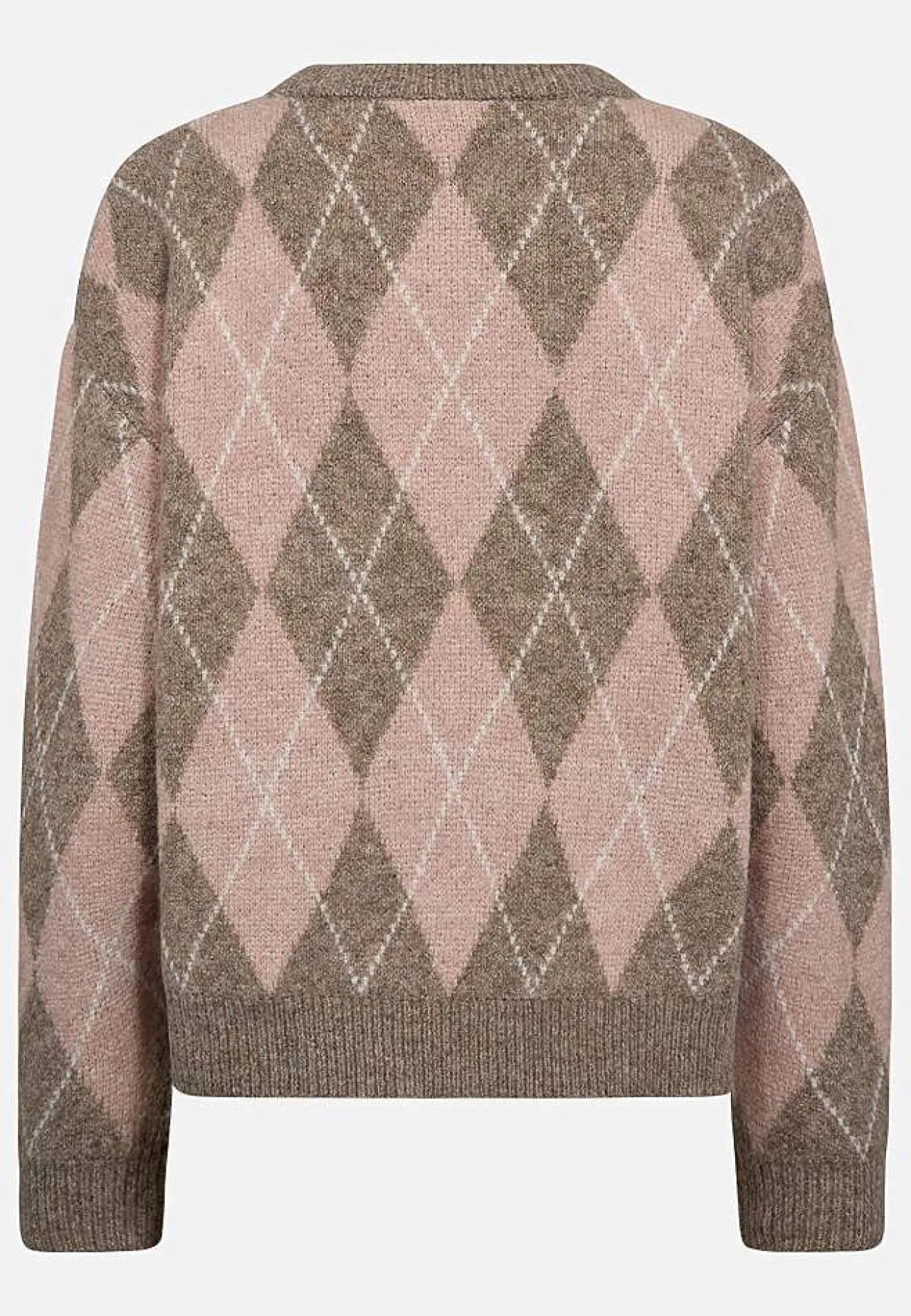 Trøjer|Striktrøjer-Freequent Strikket trøje med ternet mønster Beige / Rosa / Mønstret