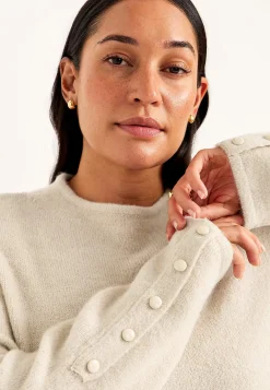 Strikkede|Tunika- Strikket tunika med slids Lys beige melange