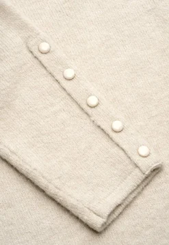 Strikkede|Tunika- Strikket tunika med slids Lys beige melange
