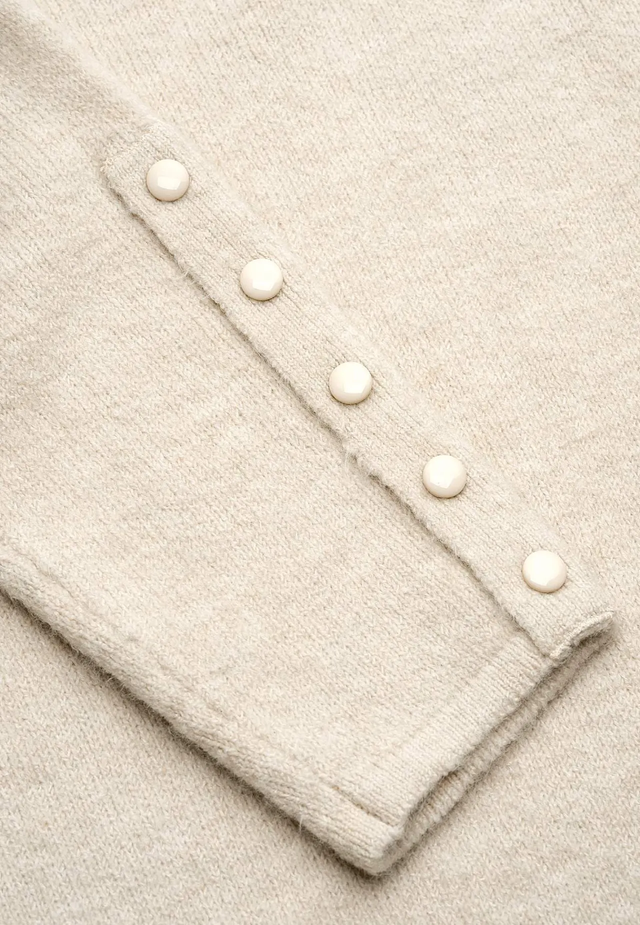 Strikkede|Tunika- Strikket tunika med slids Lys beige melange