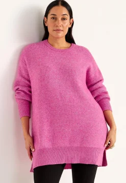 Strikkede|Tunika-Cellbes of Sweden Strikket tunika med slidser Cerise melange