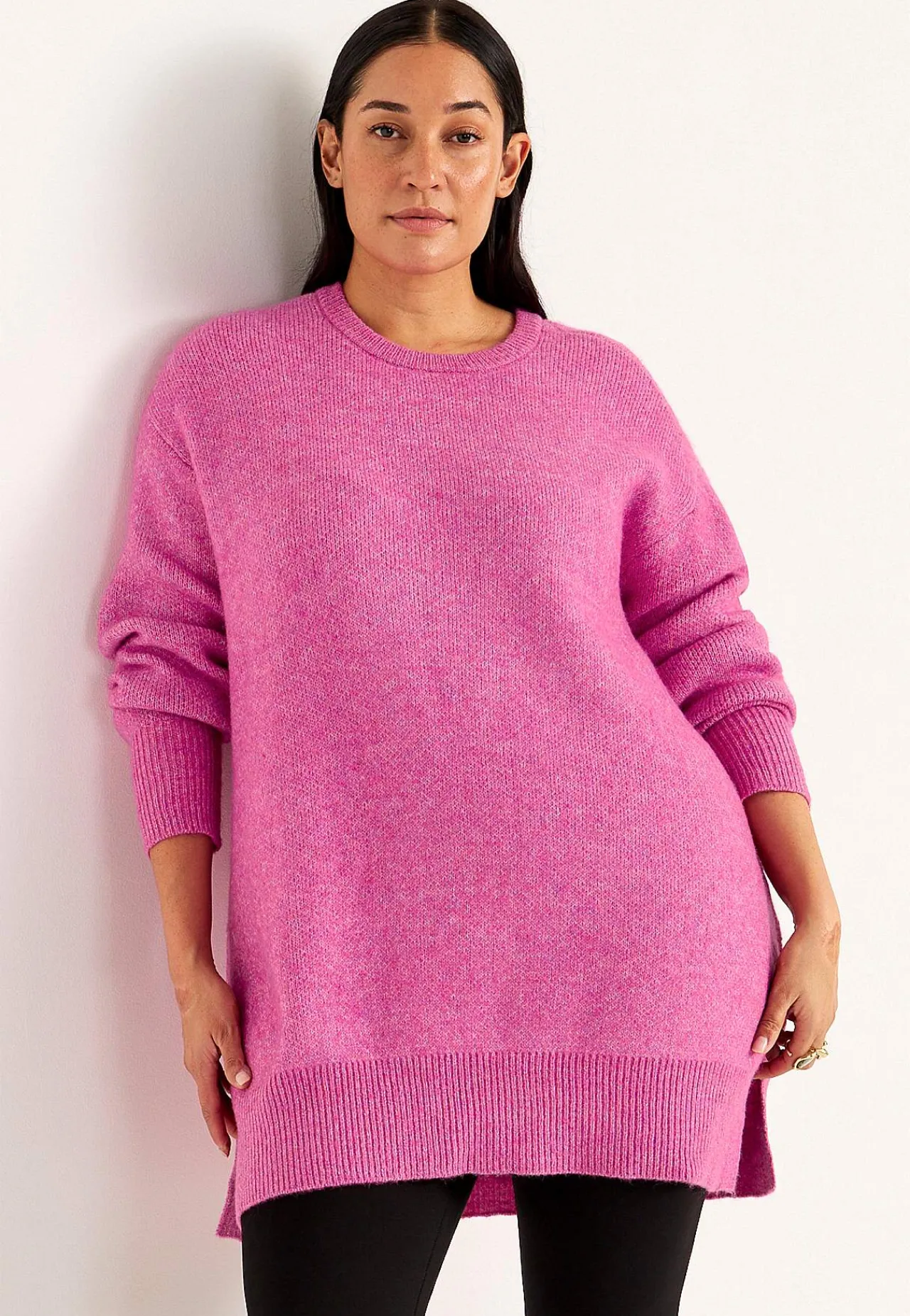 Strikkede|Tunika-Cellbes of Sweden Strikket tunika med slidser Cerise melange