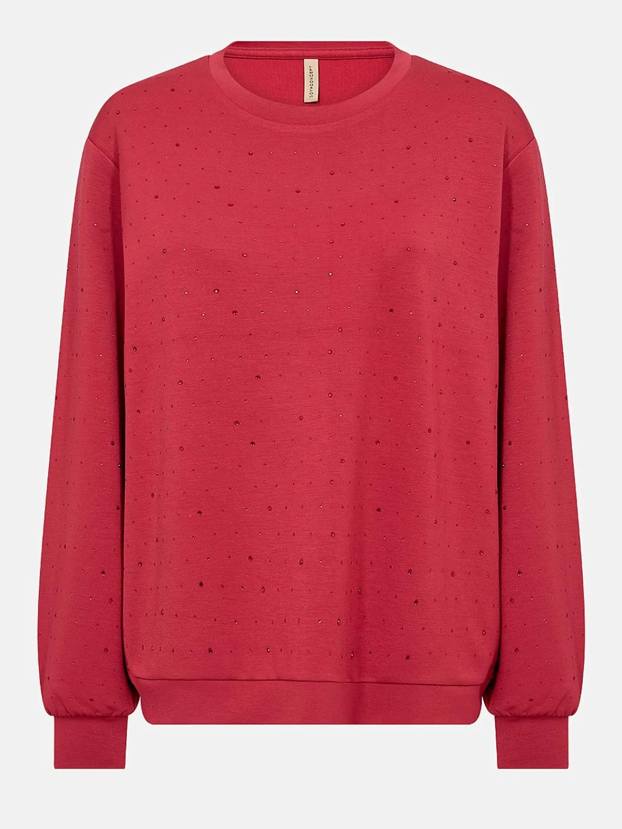 Sweatshirts|Toppe-Soyaconcept Superblød jerseytop med rhinsten Rød