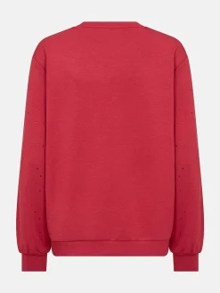 Sweatshirts|Toppe-Soyaconcept Superblød jerseytop med rhinsten Rød