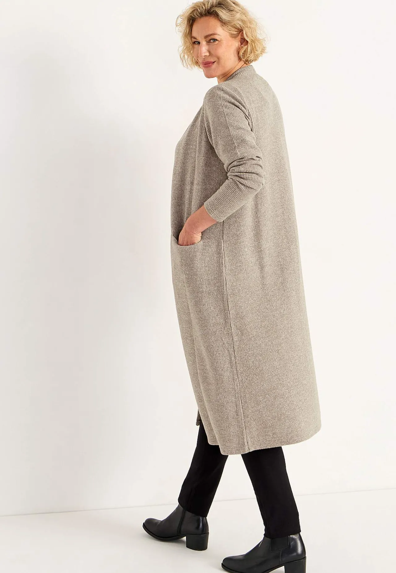 Cardiganer|Trøjer-Cellbes of Sweden Superblød, lang cardigan med lommer Beata Beige / Meleret