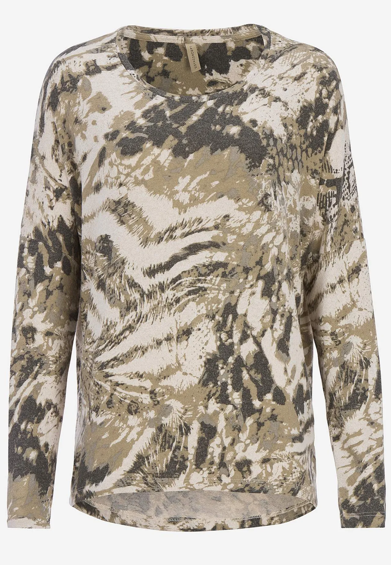 Toppe-Soyaconcept Superblød, mønstret jerseytop Beige melange/mønstret