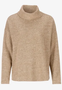 Trøjer|Striktrøjer-Cellbes of Sweden Superblød trøje med krave Beata Camel beige melange
