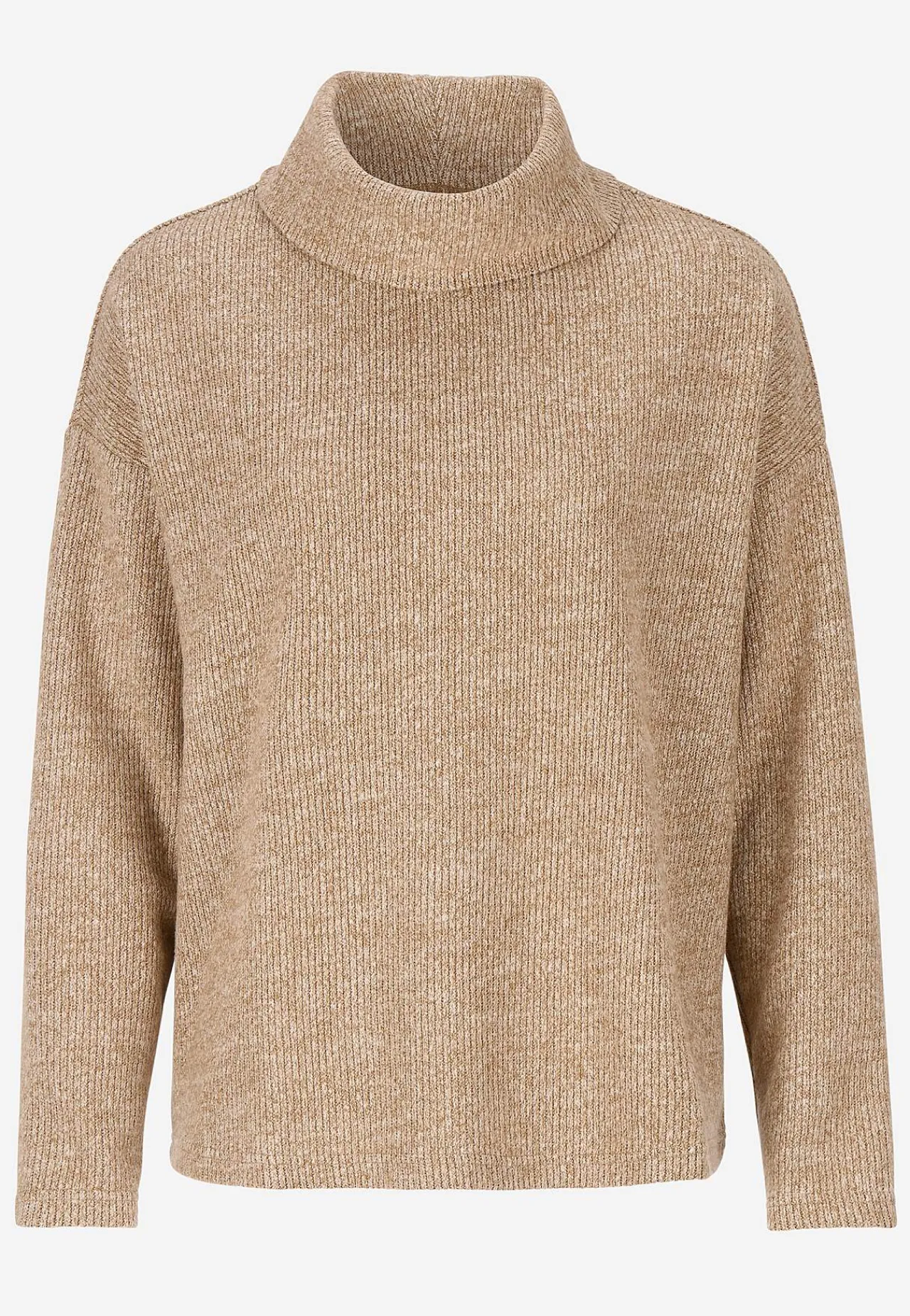 Trøjer|Striktrøjer-Cellbes of Sweden Superblød trøje med krave Beata Camel beige melange