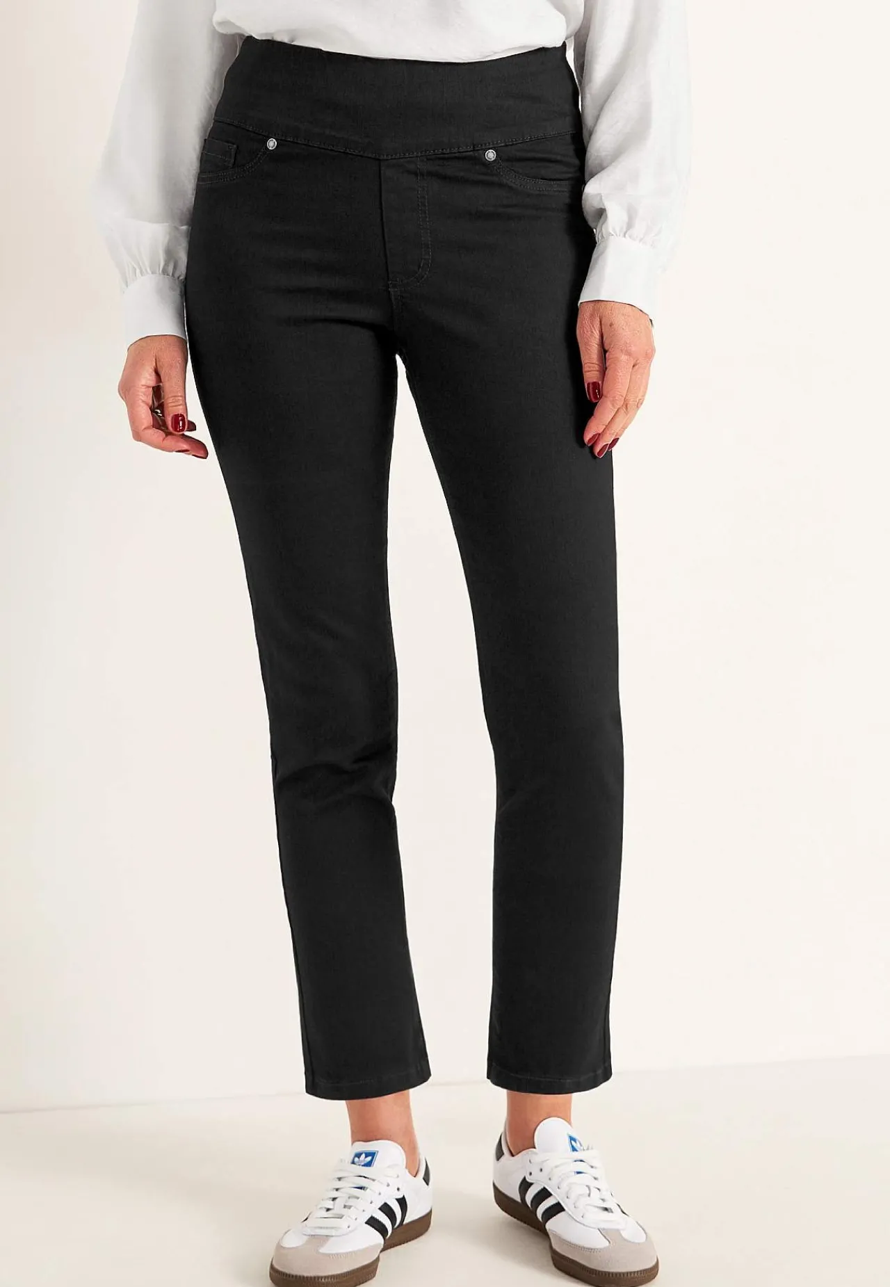 Forårsbukser|Høj Talje- Superkomfortable ankeljeans i denim Elin Sort / Denim