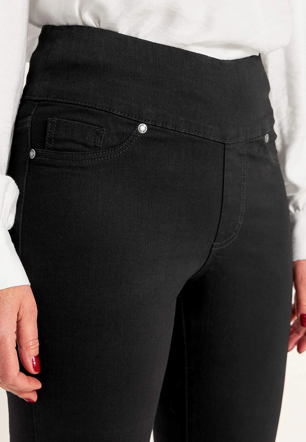 Forårsbukser|Høj Talje- Superkomfortable ankeljeans i denim Elin Sort / Denim