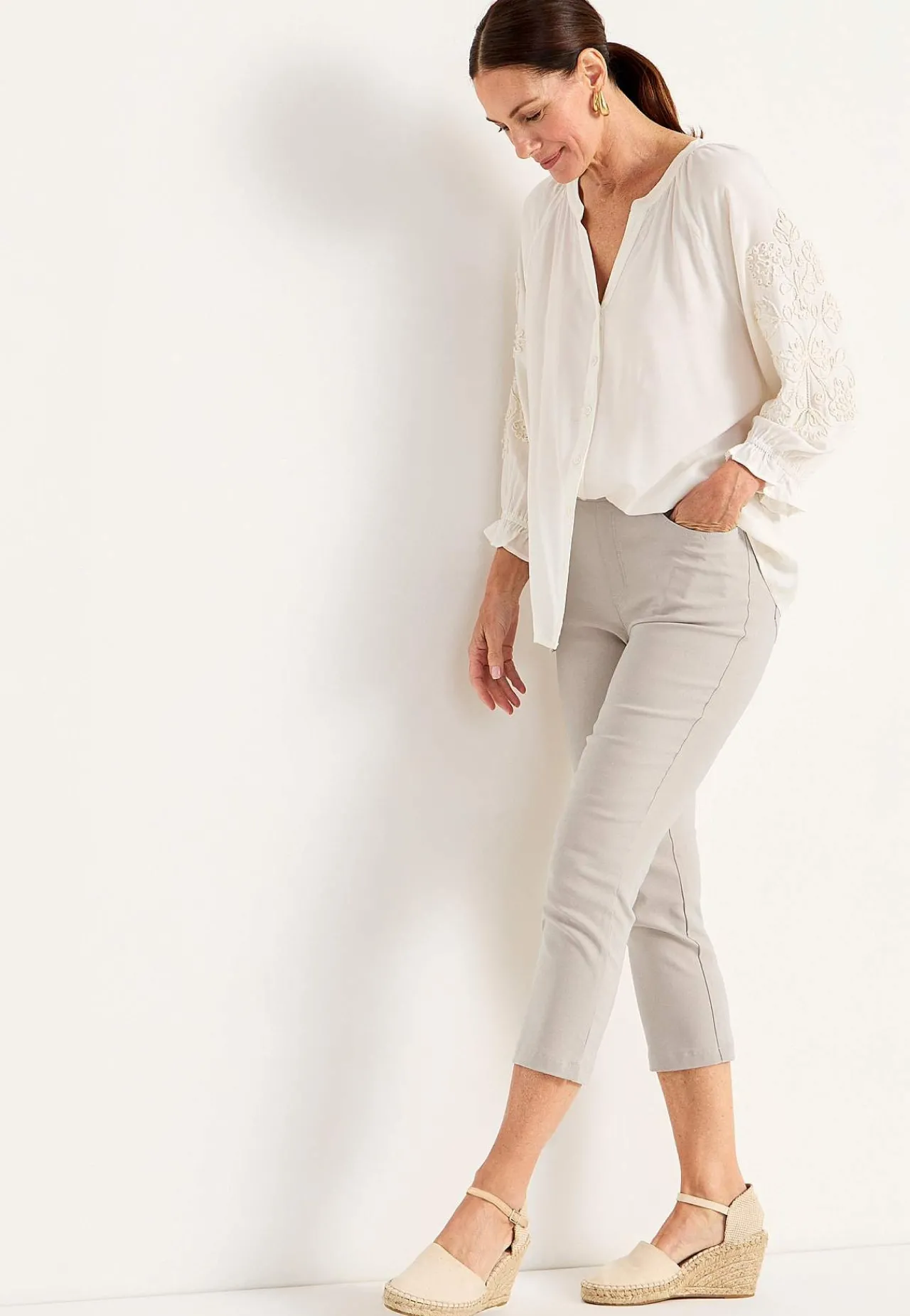 Forårsbukser|Capribukser-Cellbes of Sweden Superkomfortable capribukser Beige