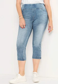 Forårsbukser|Capribukser- Superkomfortable caprijeggings i denim Elin Lyseblå / Denim