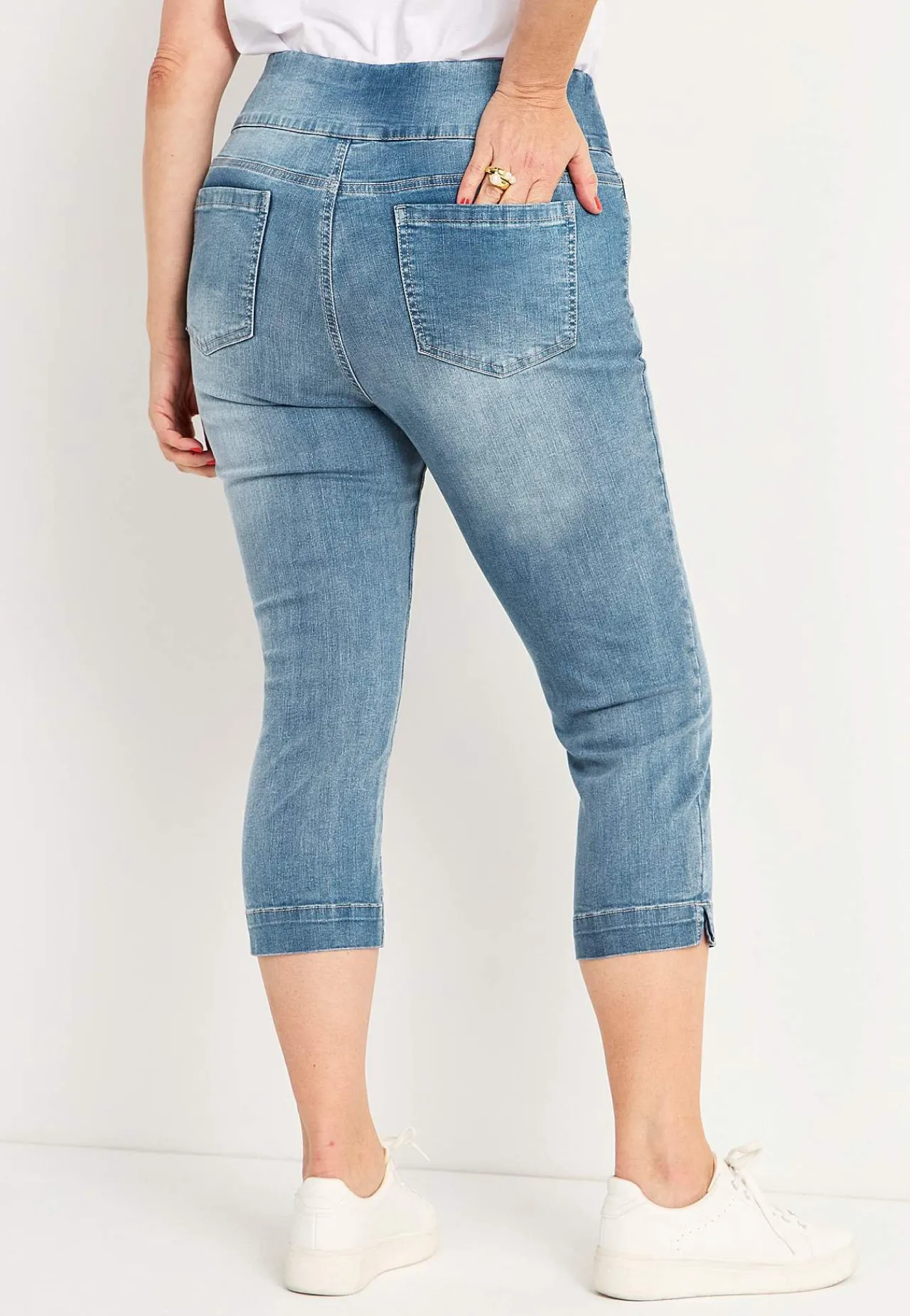 Forårsbukser|Capribukser- Superkomfortable caprijeggings i denim Elin Lyseblå / Denim