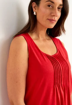 Toppe|Tanktoppe- Tanktop med dekorativ fold Rød
