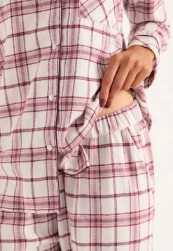 Undertøj|Nat- Og Hyggetøj-Cellbes of Sweden Ternet pyjamas i flonel Beige/Lyserød/Ternet