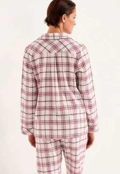 Undertøj|Nat- Og Hyggetøj-Cellbes of Sweden Ternet pyjamas i flonel Beige/Lyserød/Ternet
