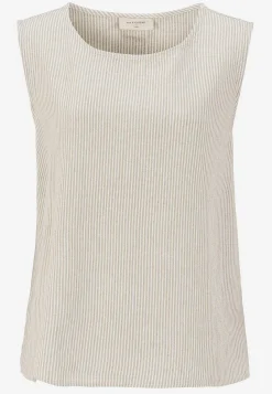Toppe|Bluser-Freequent Top med garnfarvede striber Lys beige/stribet