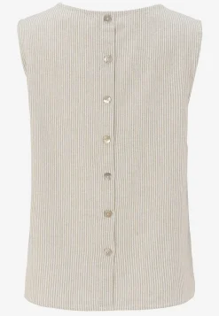 Toppe|Bluser-Freequent Top med garnfarvede striber Lys beige/stribet