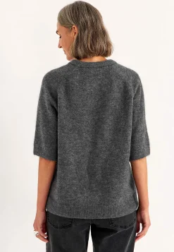 Premium|Premium-Cellbes of Sweden Top Premium i mohair- og uldblanding Mørk gråmeleret
