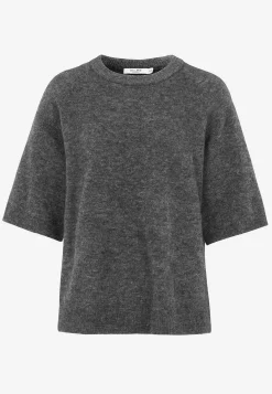 Premium|Premium-Cellbes of Sweden Top Premium i mohair- og uldblanding Mørk gråmeleret