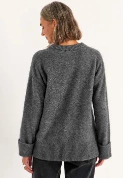 Trøjer|Striktrøjer-Cellbes of Sweden Trøje Premium i mohair- og uldblanding Mørk gråmeleret